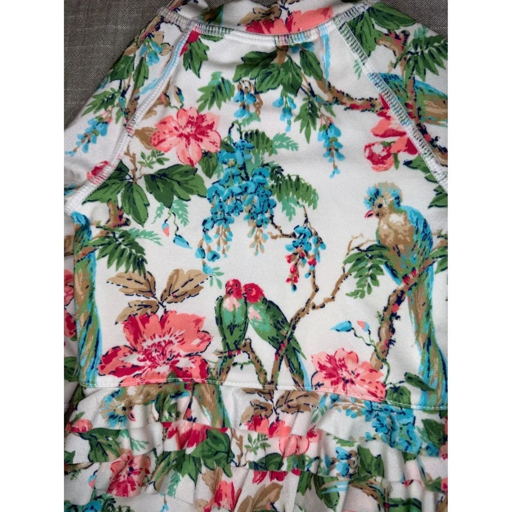 Janie and Jack Kids Tropical‎ Bird Floral Ruffle One Piece Swimsuit 3-6 Months